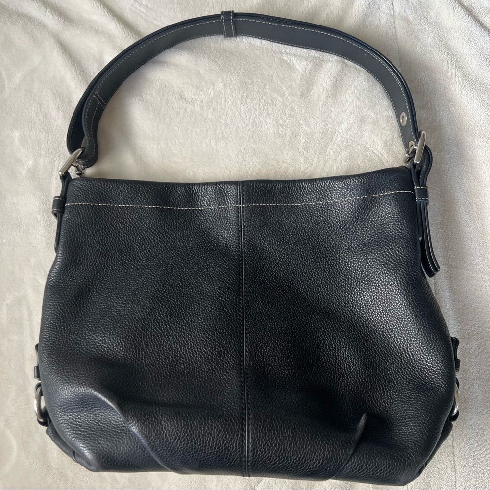 COACH F15064 Pebble Leather F15064 Black  Shoulder Or Crossbody Bag Y2K Boho